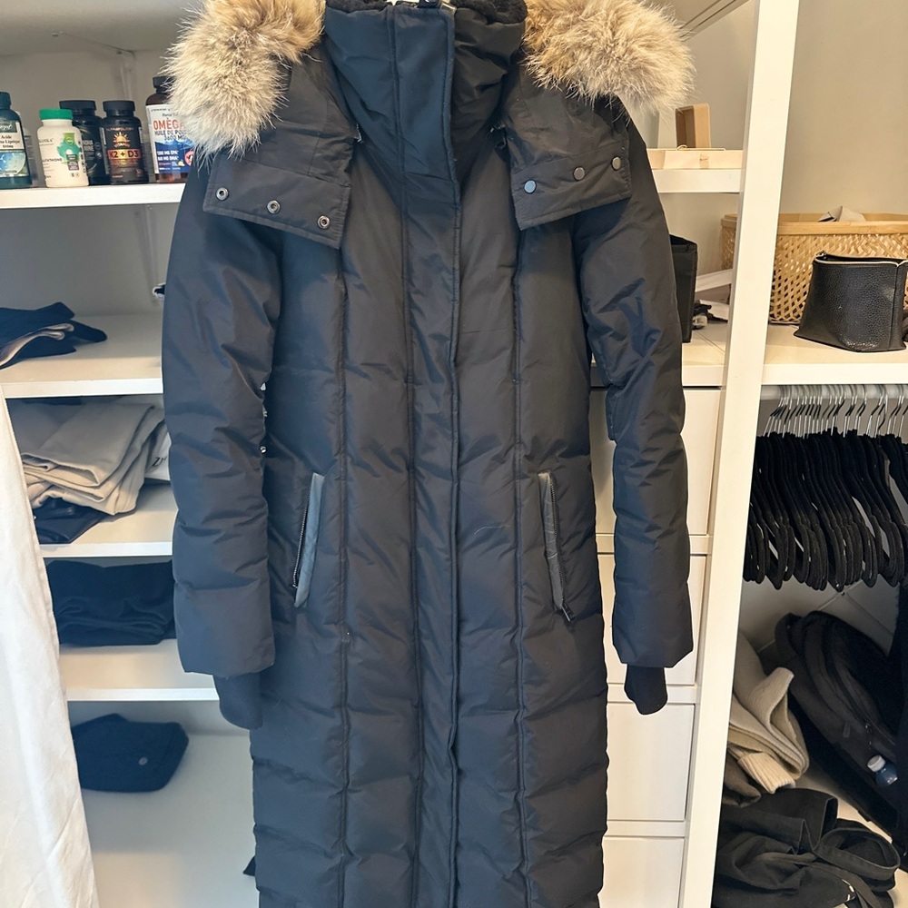 Mackage Black Down Winter Coat with Detachable Fur Hood